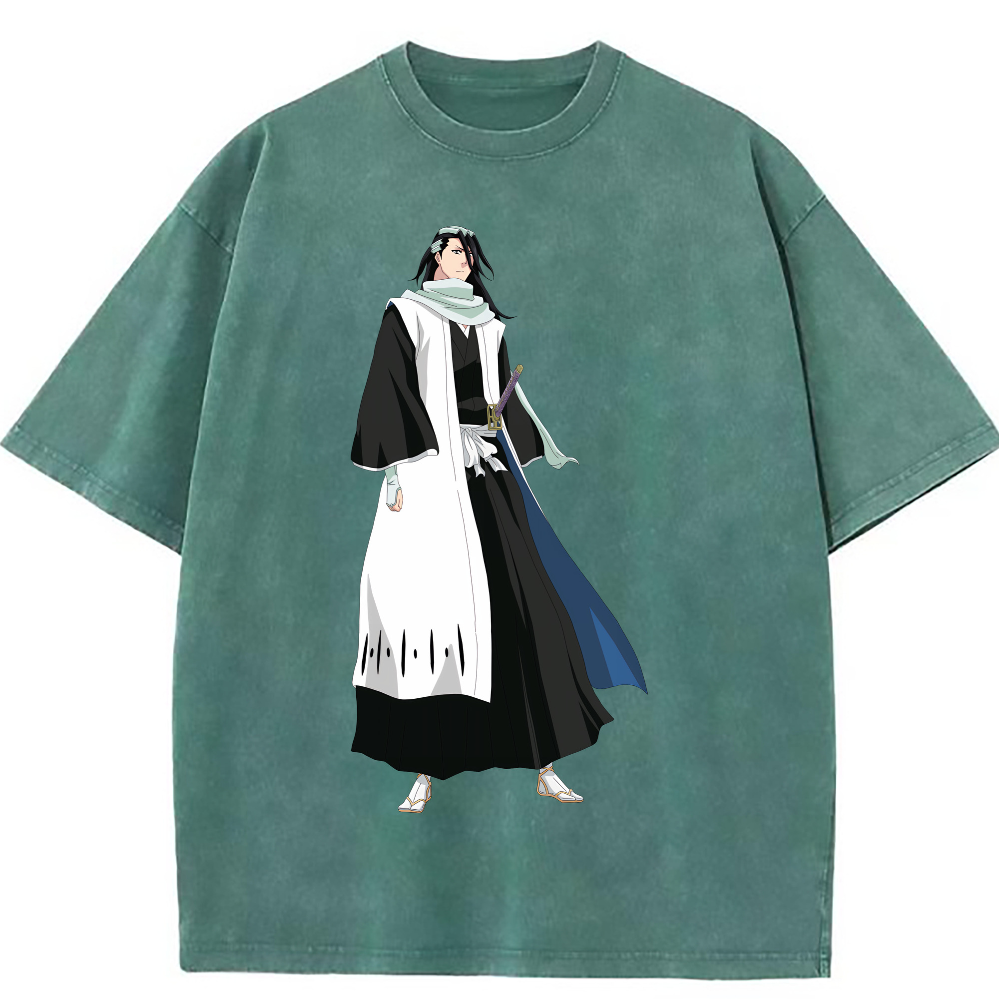 （画像用） ブリーチ くちき びゃくや BLEACH Kuchiki Byakuya 綿100% ヴィンテージ風 半袖Tシャツ（フロントプリント）